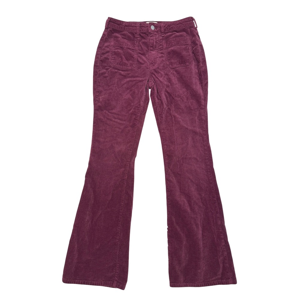 Pilcro Anthropologie The Icon Corduroy Flare Jeans Burgundy Red Size 27